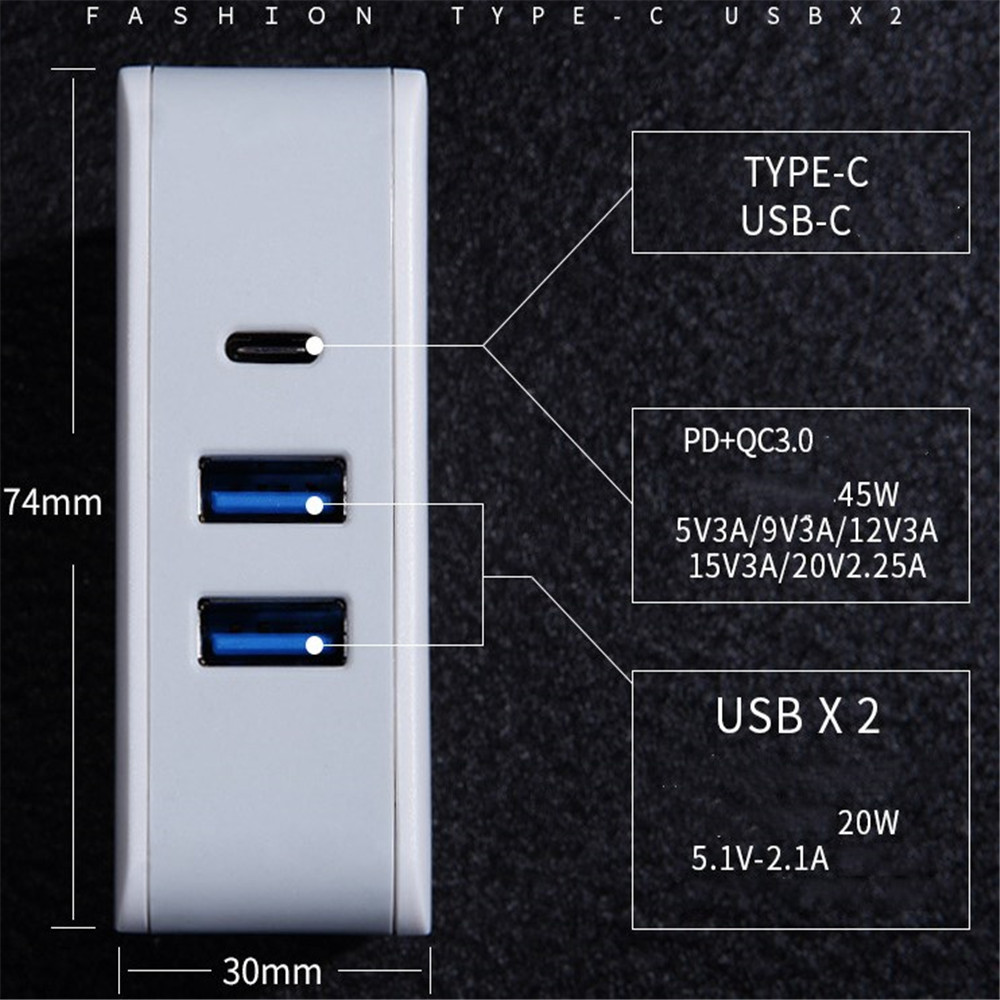 68WPD Fast Charge QC3.0 Mobile Phone Multi-Port USB Laptop Charger 5V3.1A- White UK Plug