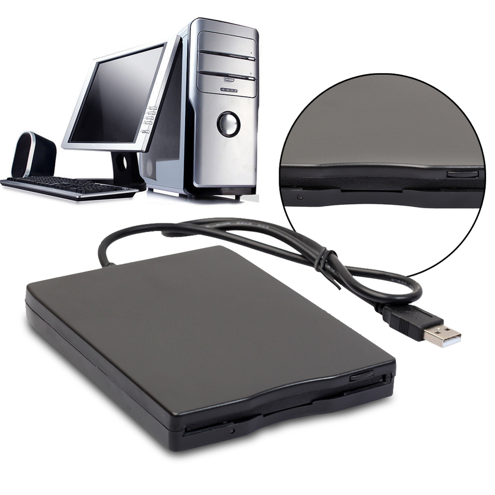 Black USB Portable Interface Disk FDD External USB Floppy Drive for Laptop