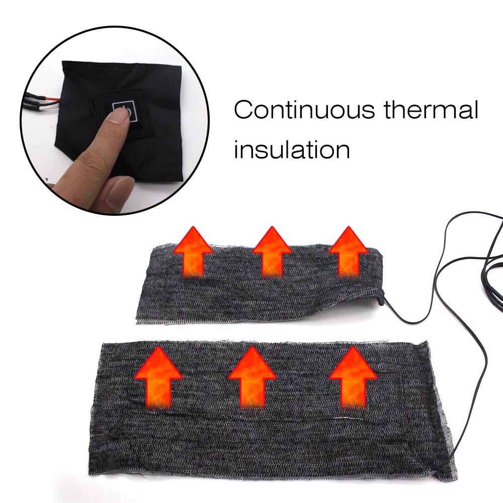 One Drag Two Carbon Fiber USB Electric Heating Pad Clothes Thermal Sheet- Black