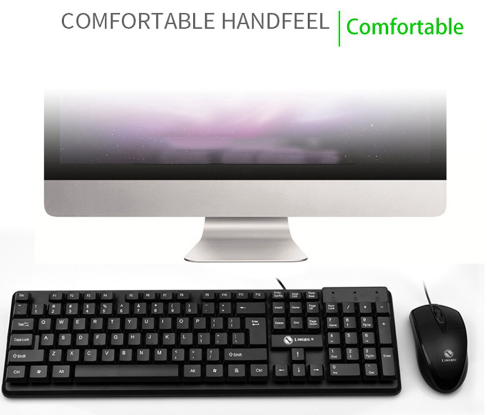 T13 Keyboard Mouse Set Wired USB Desktop Notebook Computer Keyboard Mouse - Black