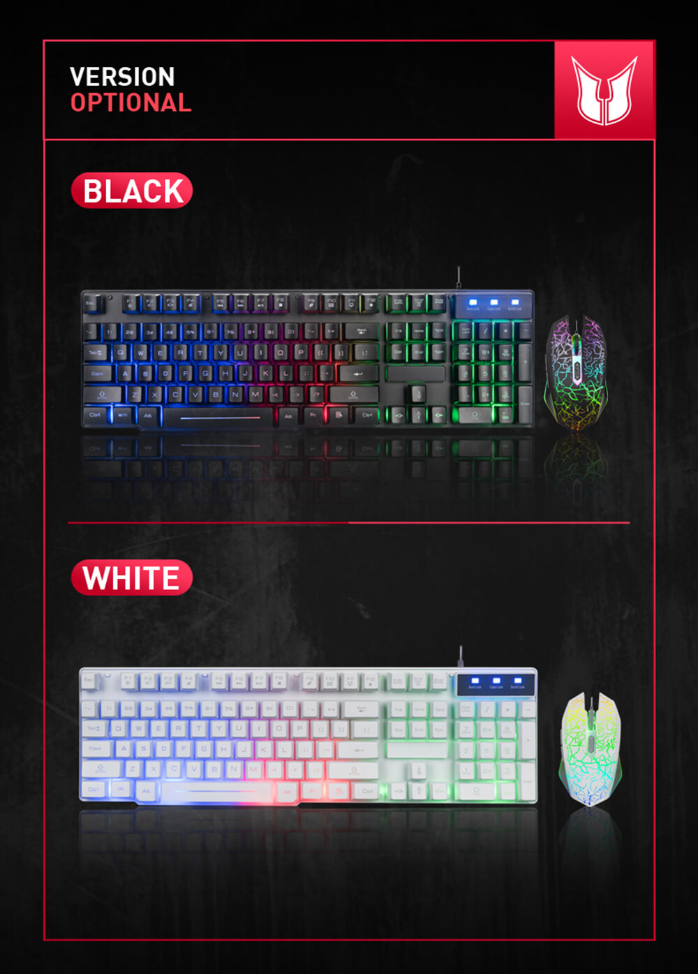 MK100 Keyboard Wired USB Waterproof Backlight Keyboard Game Office Mechanical Keyboard Mouse Set - Black