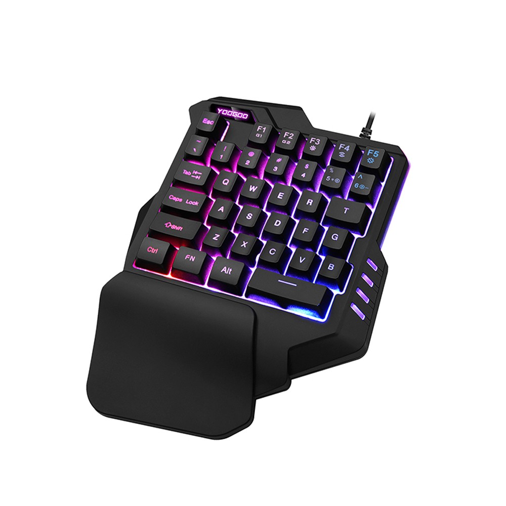 G92 One-handed Wired Gaming Keyboard with 35-Key RGB Colorful Backlight Manipulator Sense for PC Gamer - Black