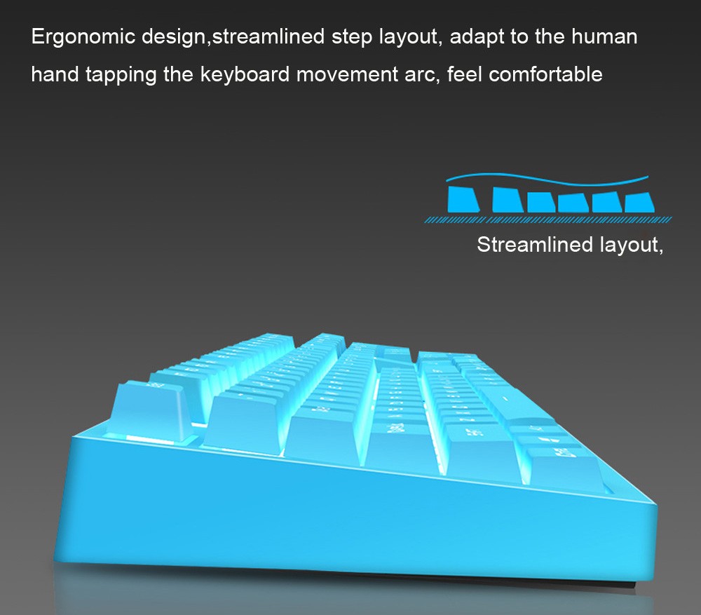 616 Wired Keyboard Mechanical Feel PBT Keycaps for Computer Desktop Gaming - Light Sky Blue