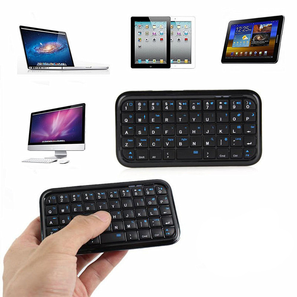 Mini Wireless Rechargeable Ultra-Thin Bluetooth 3.0 Keyboard  - Black