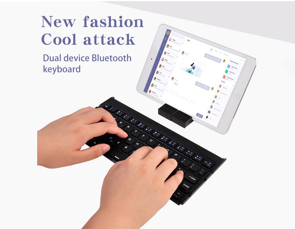 Keyboard Tri Fold Bluetooth Ultra Thin Tablet Phone Touchpad Wireless Multi Function - Light Gray