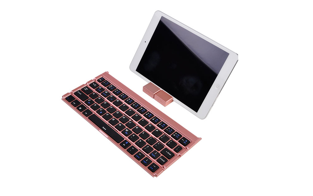 Keyboard Tri Fold Bluetooth Ultra Thin Tablet Phone Touchpad Wireless Multi Function - Light Gray