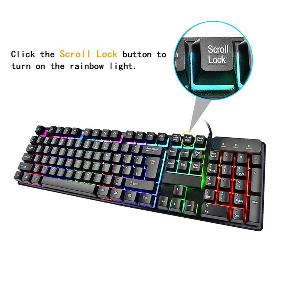 Mini USB Cable Glow Contracted Mute KR6300 Game Keyboard - Black