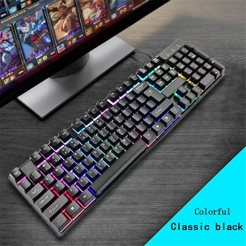 Mini USB Cable Glow Contracted Mute KR6300 Game Keyboard - Black